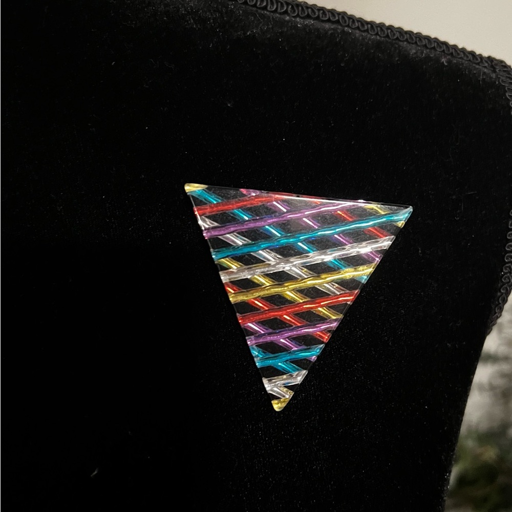 Source Unknown Multicolor Triangle Cuff Link - Diagonal Enamel Stripes